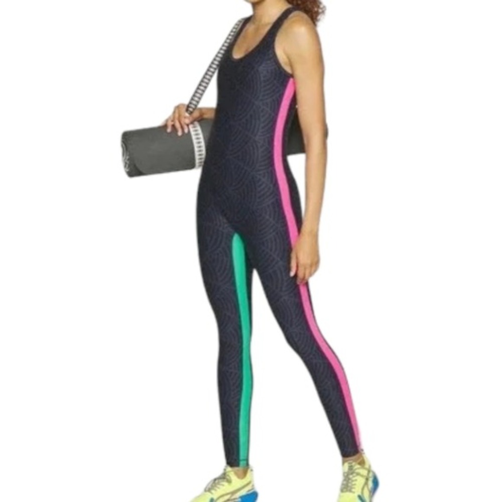 Puma x lemlem Black Geometric‎ Print Active Jumpsuit Bodysuit Workout Athleisure